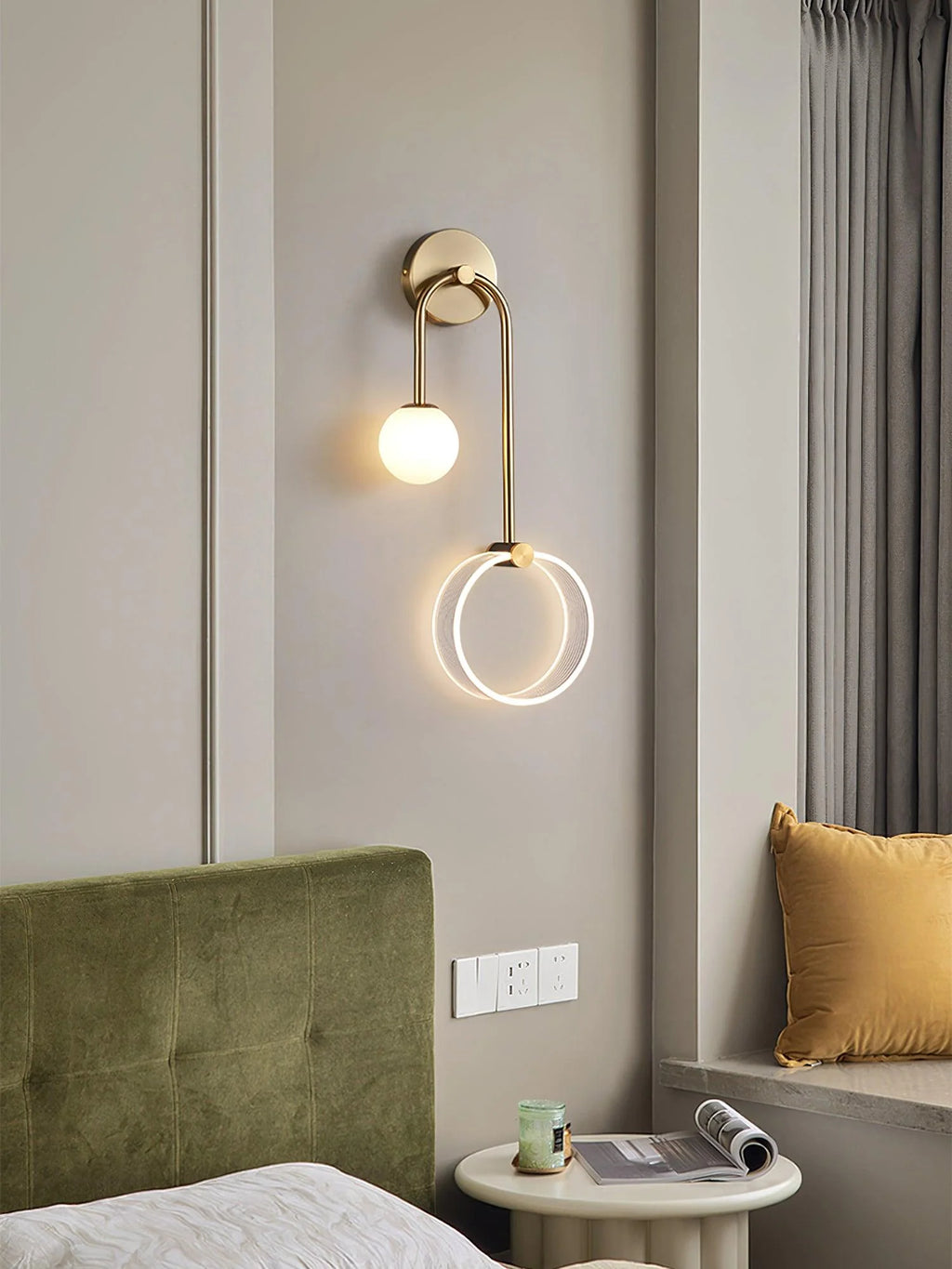 LED Wall Light | Tricolor LED & Brass Glass