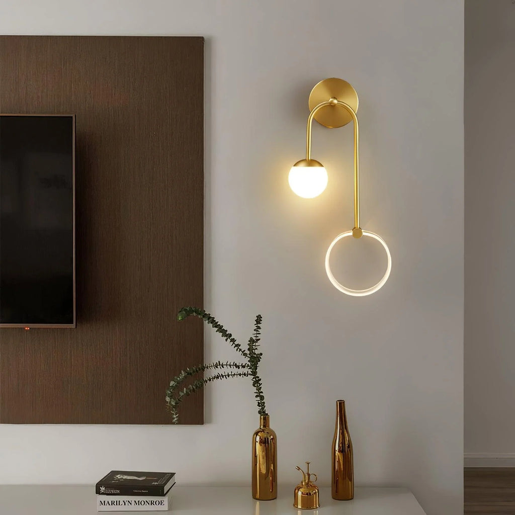 LED Wall Light | Tricolor LED & Brass Glass