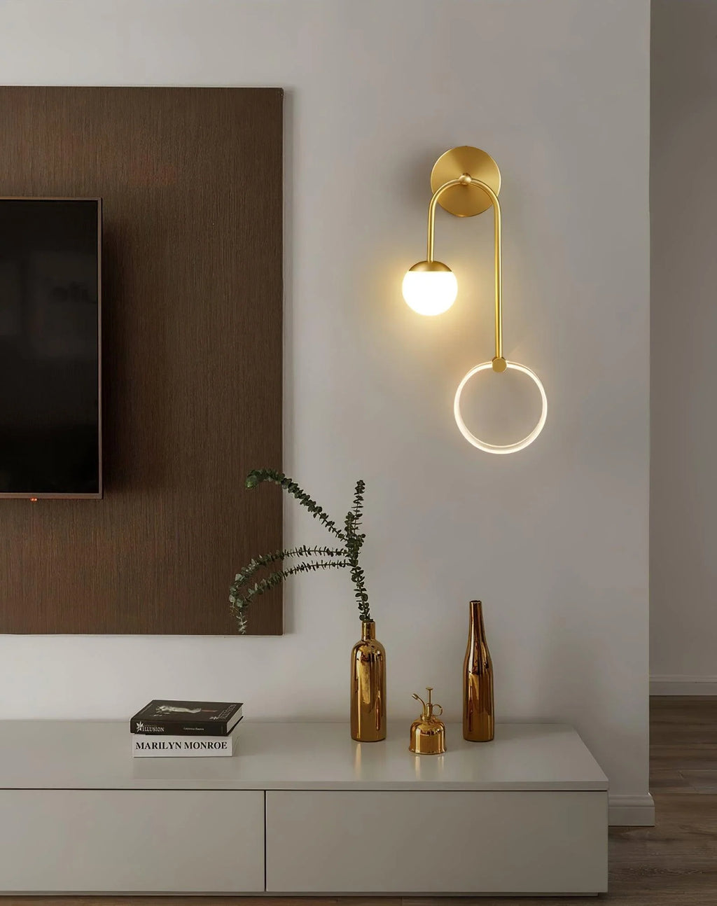 LED Wall Light | Tricolor LED & Brass Glass