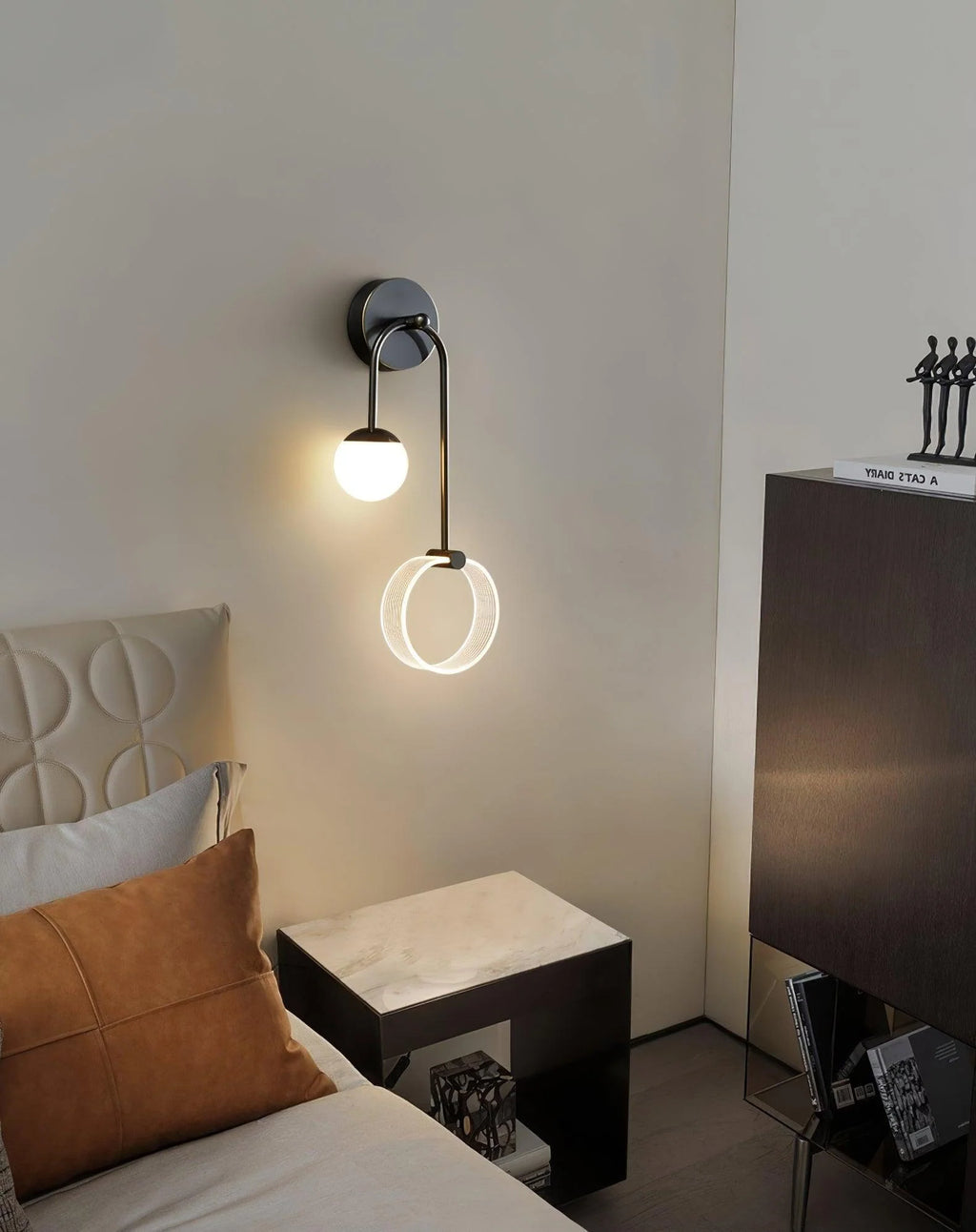 LED Wall Light | Tricolor LED & Brass Glass