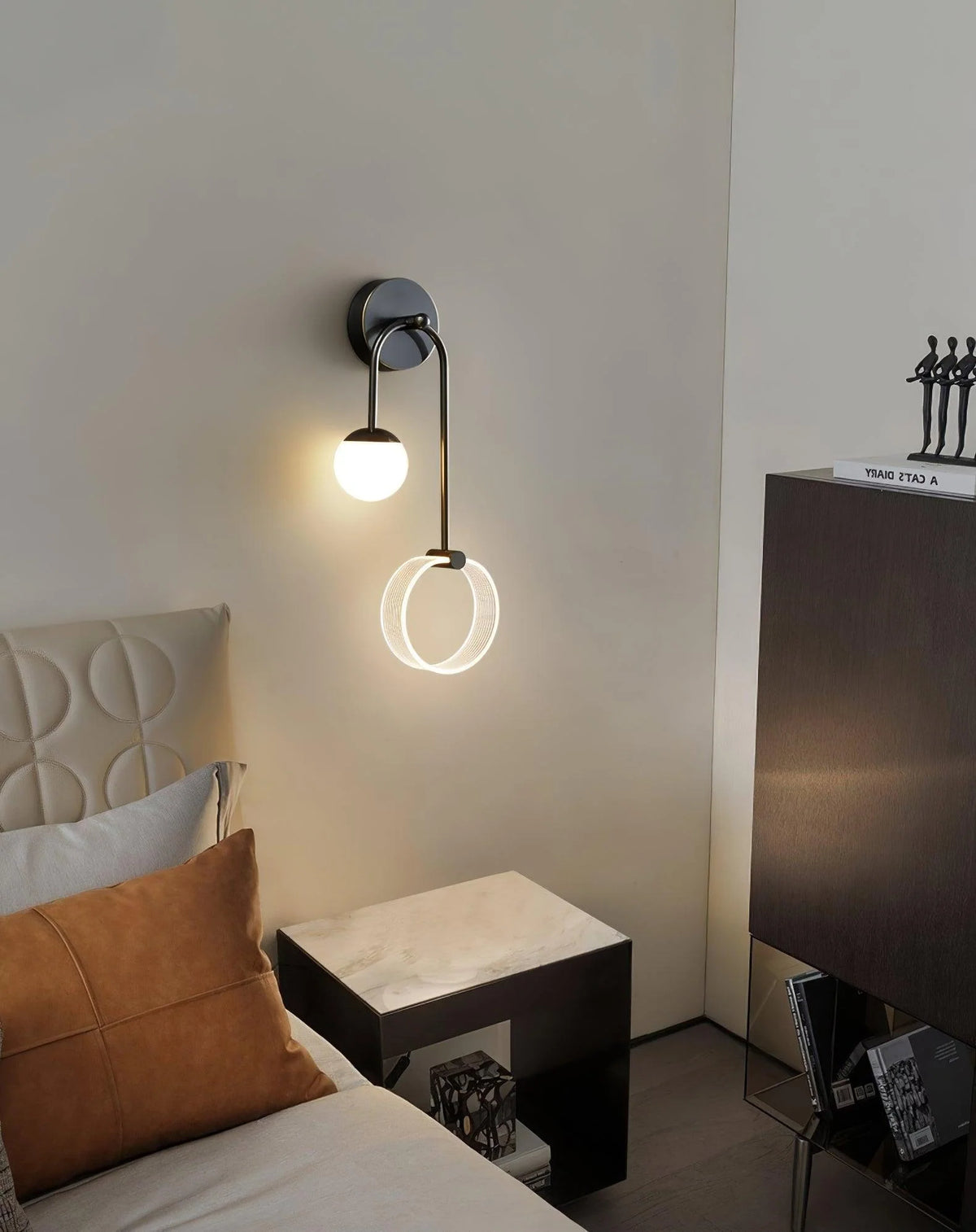 LED Wall Light | Tricolor LED & Brass Glass