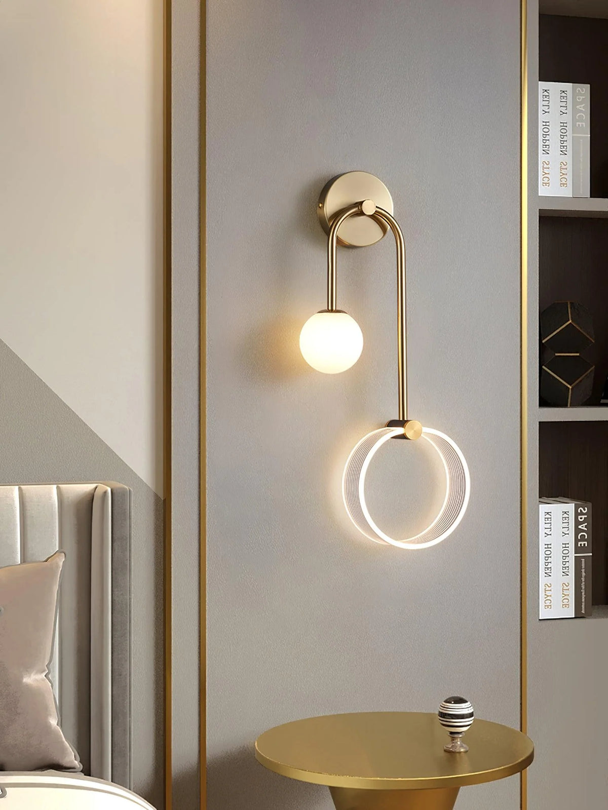 LED Wall Light | Tricolor LED & Brass Glass