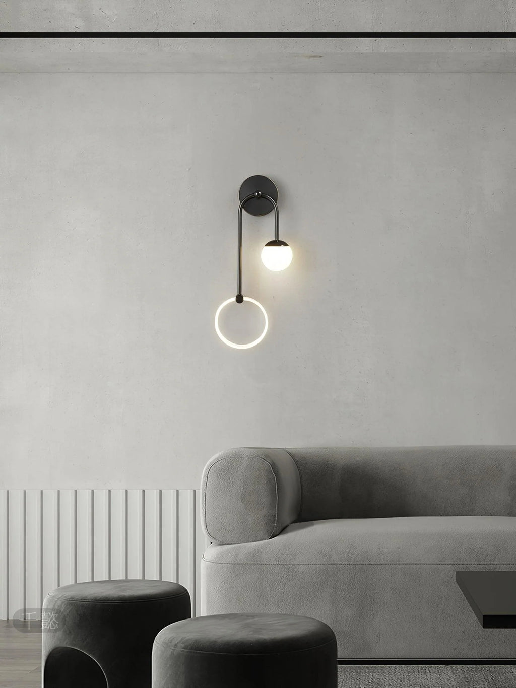 LED Wall Light | Tricolor LED & Brass Glass