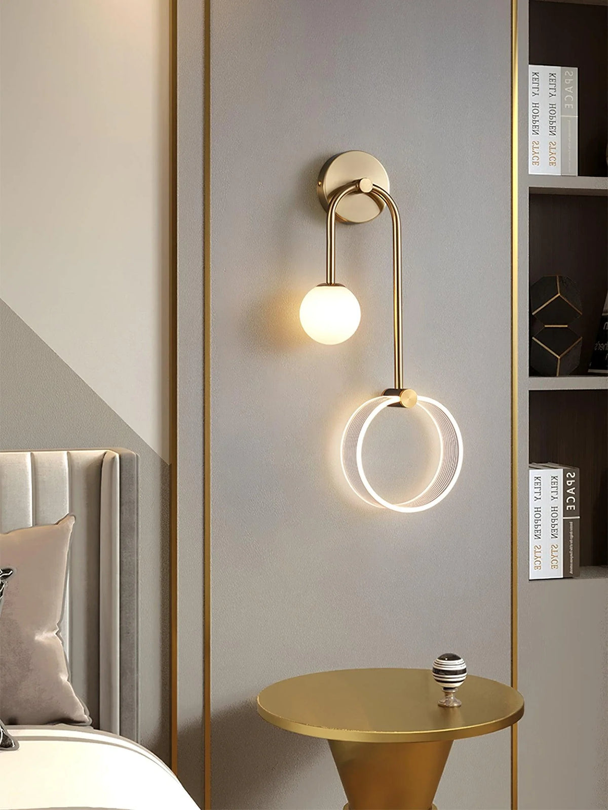 LED Wall Light | Tricolor LED & Brass Glass