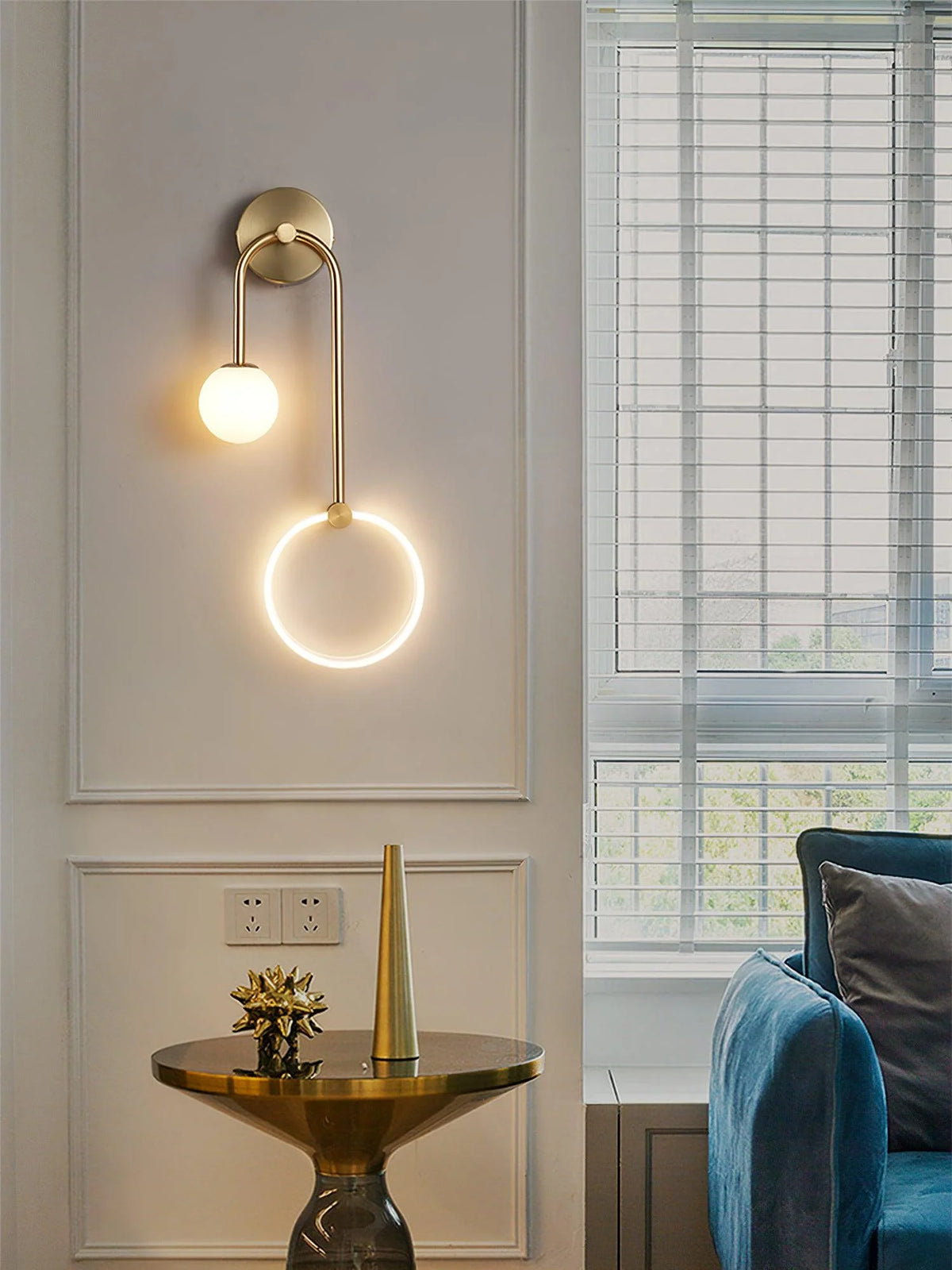 LED Wall Light | Tricolor LED & Brass Glass