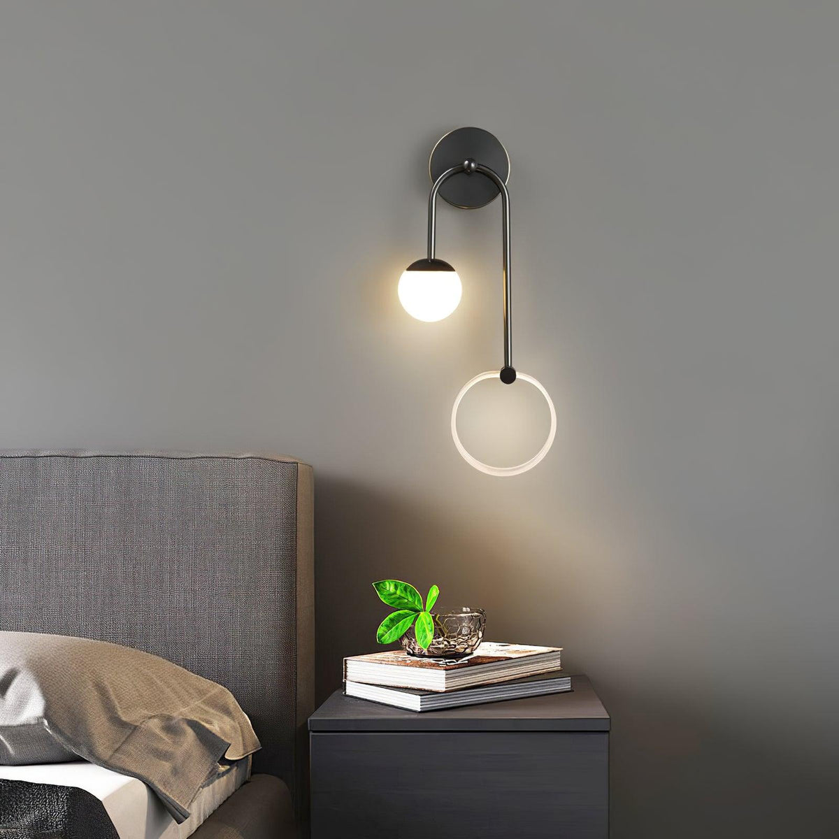 LED Wall Light | Tricolor LED & Brass Glass