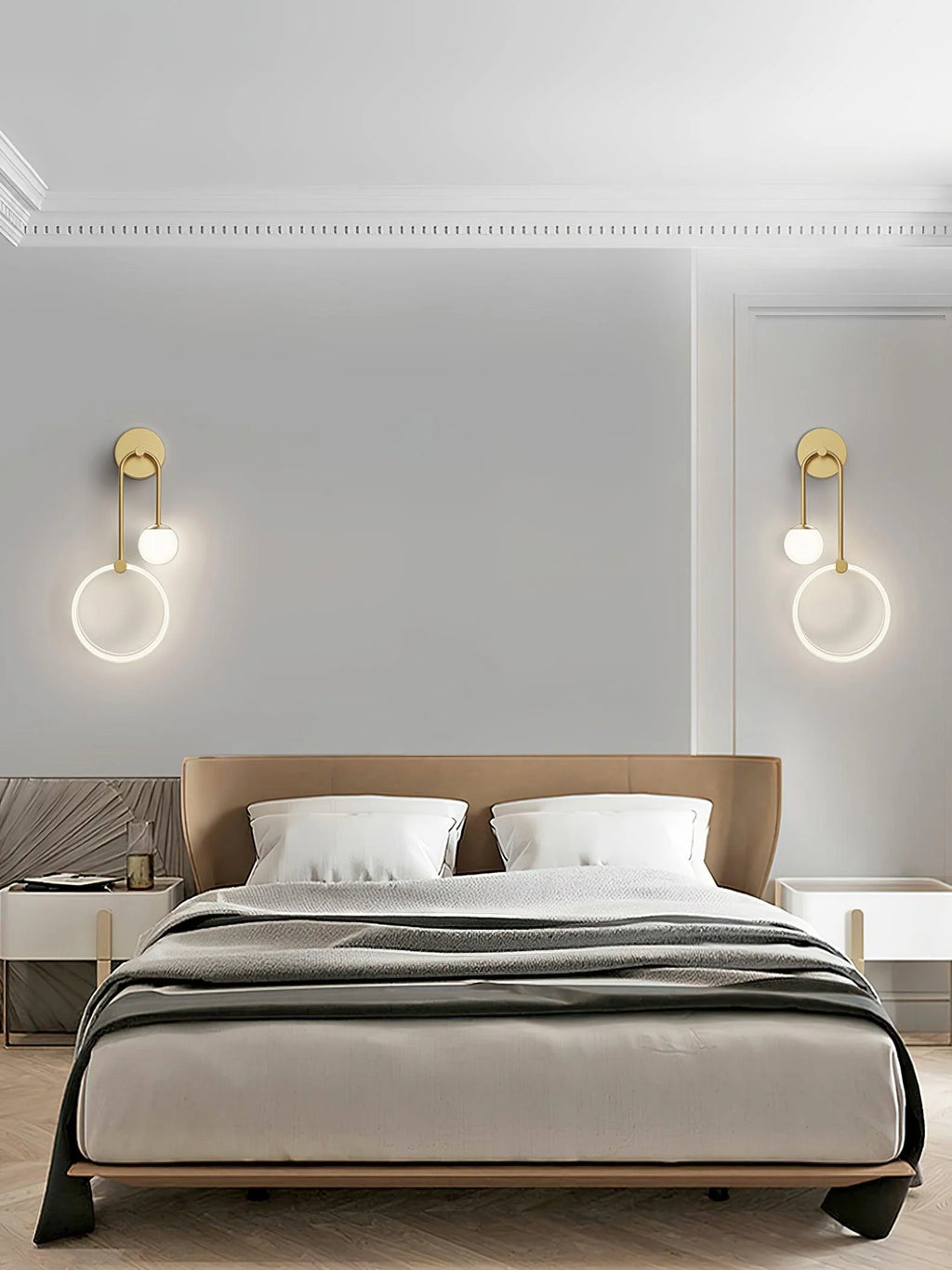 LED Wall Light | Tricolor LED & Brass Glass