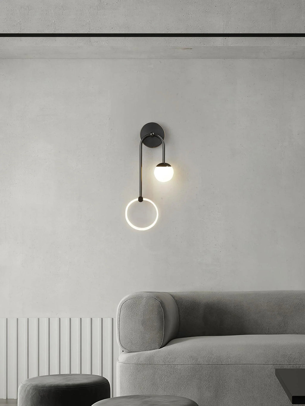 LED Wall Light | Tricolor LED & Brass Glass