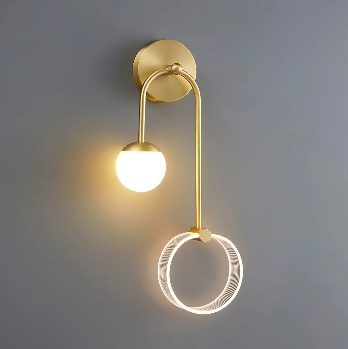 LED Wall Light | Tricolor LED & Brass Glass