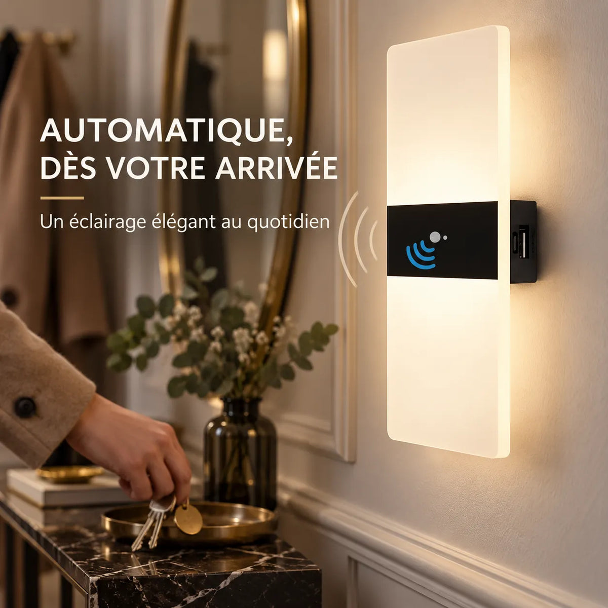 LED Wall Sconce | USB Rechargeable Motion Sensor | Set of 2