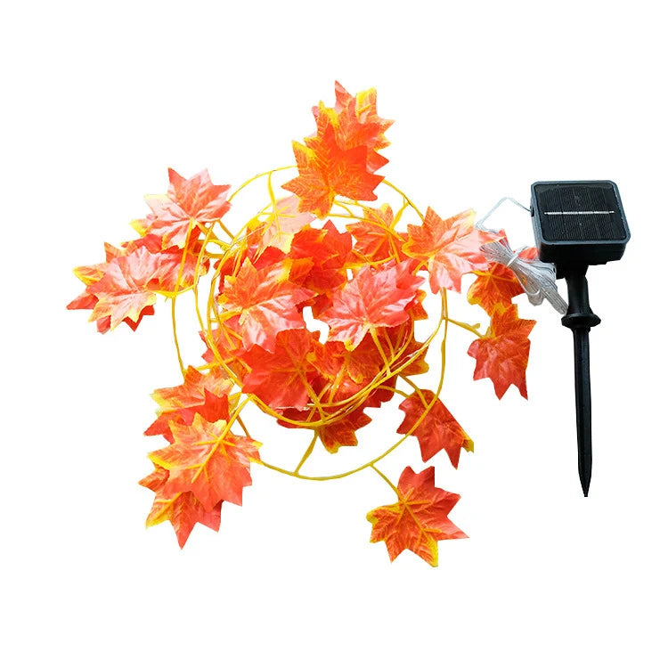 Lighted Garland | Maple Leaf Ornaments & Warm White LEDs | 200–1000 cm