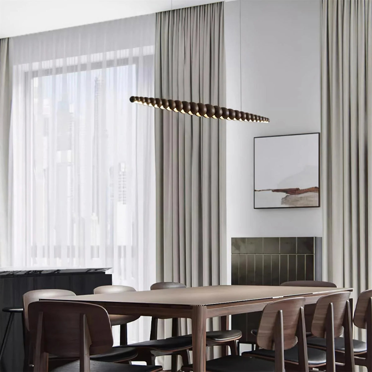 Linear Pendant Light | Integrated LED & Acrylic Diffuser | Adjustable Hanging Height