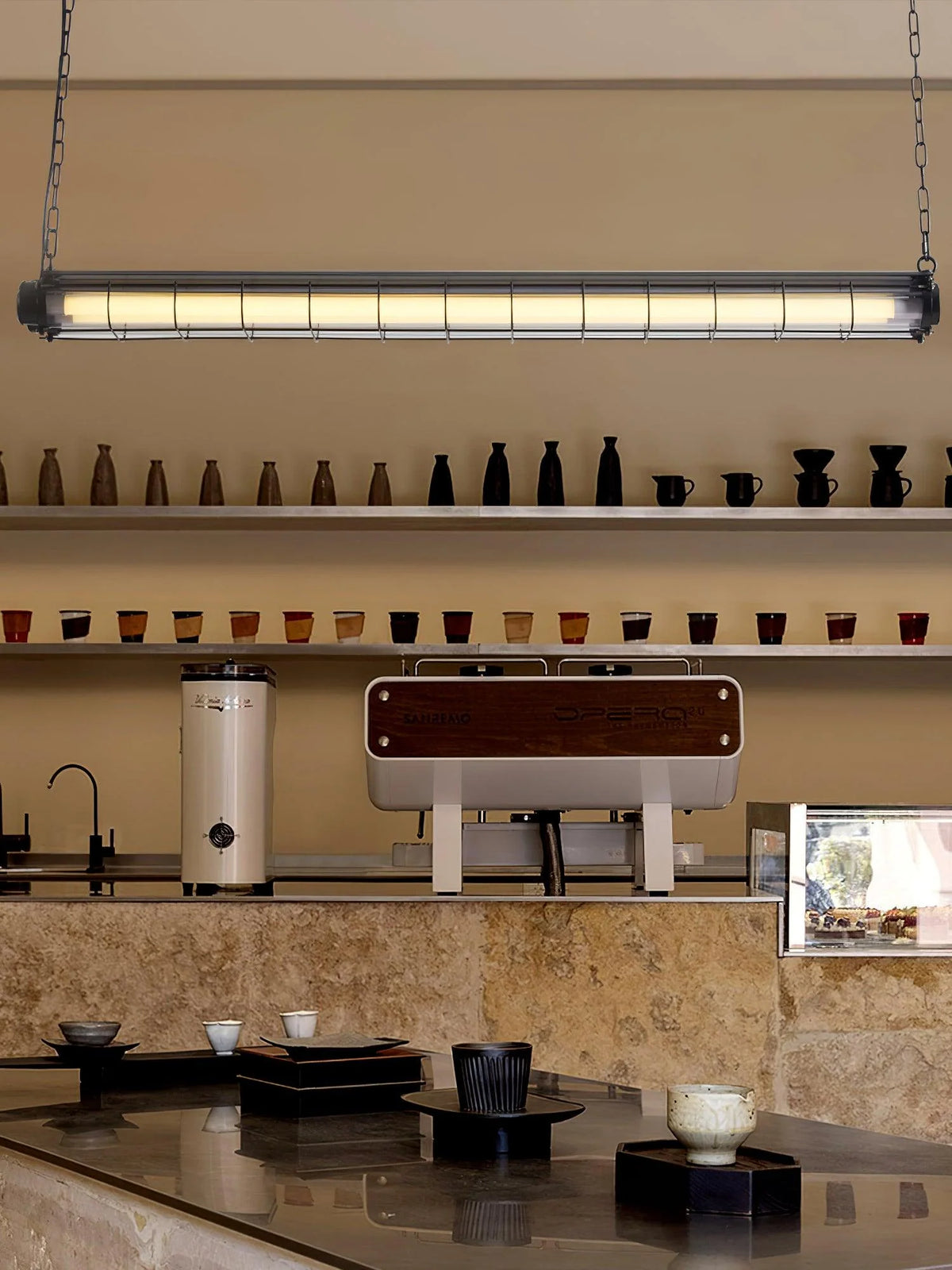 Linear Pendant Light | Integrated LED & Adjustable Suspension | 123 cm