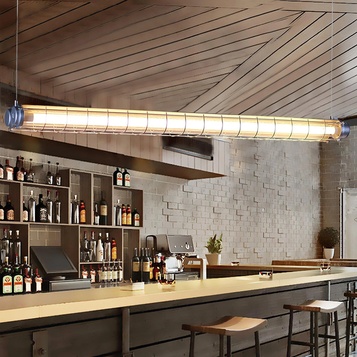Linear Pendant Light | Integrated LED & Adjustable Suspension | 123 cm