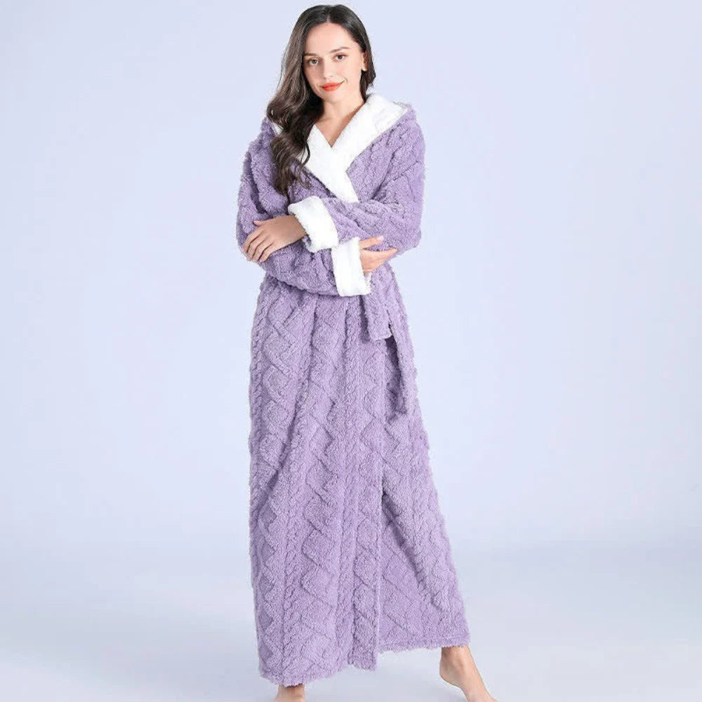 Long Hooded Robe | Plush Knitted & Water-Absorbing