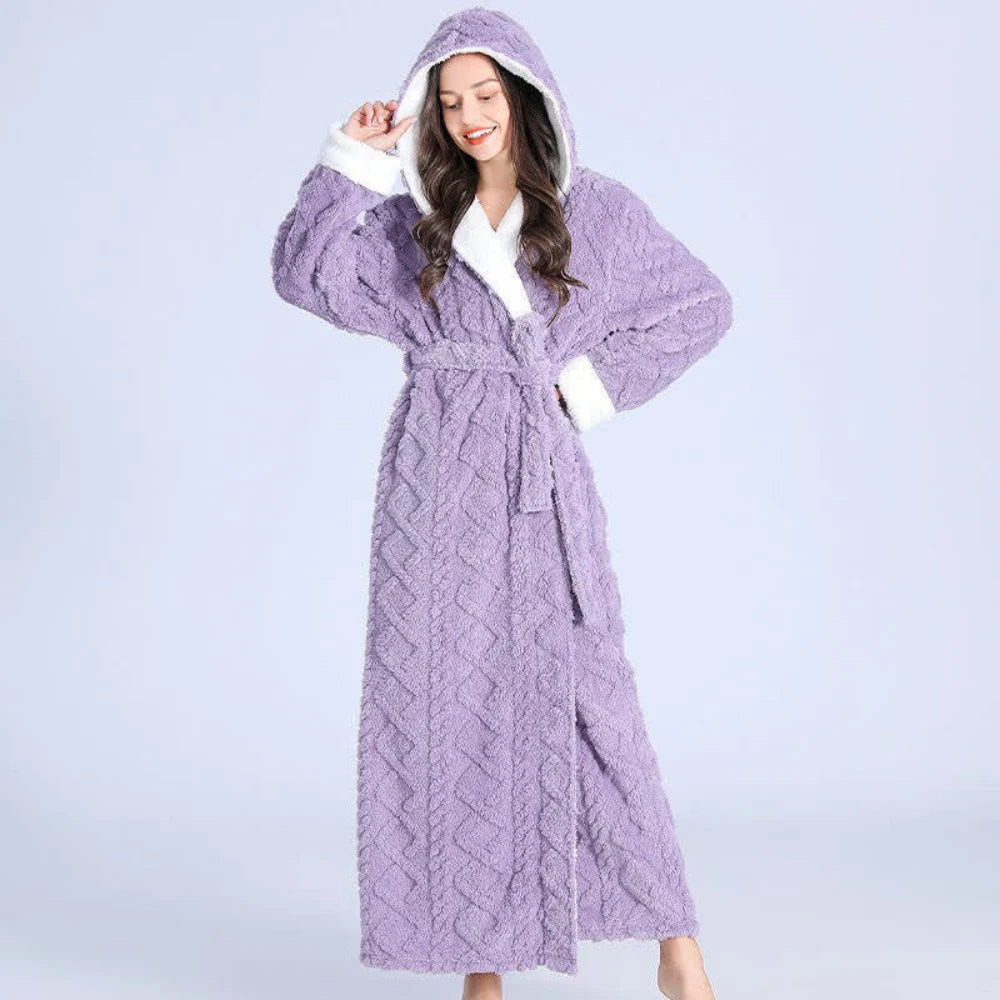 Long Hooded Robe | Plush Knitted & Water-Absorbing
