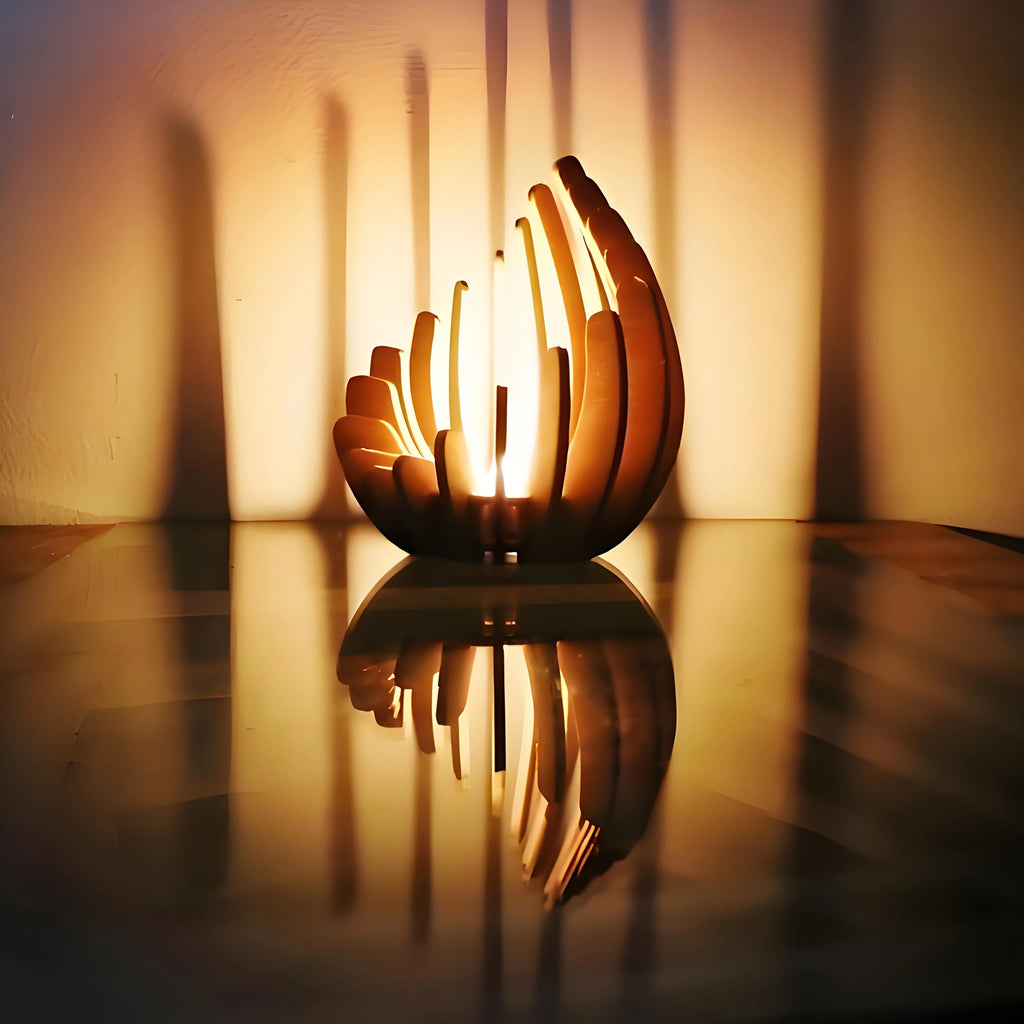 Lotus Candle Holder | Handcrafted Artificial Wood Petals | Tealight Compatible