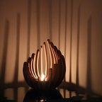 Lotus Candle Holder | Handcrafted Artificial Wood Petals | Tealight Compatible