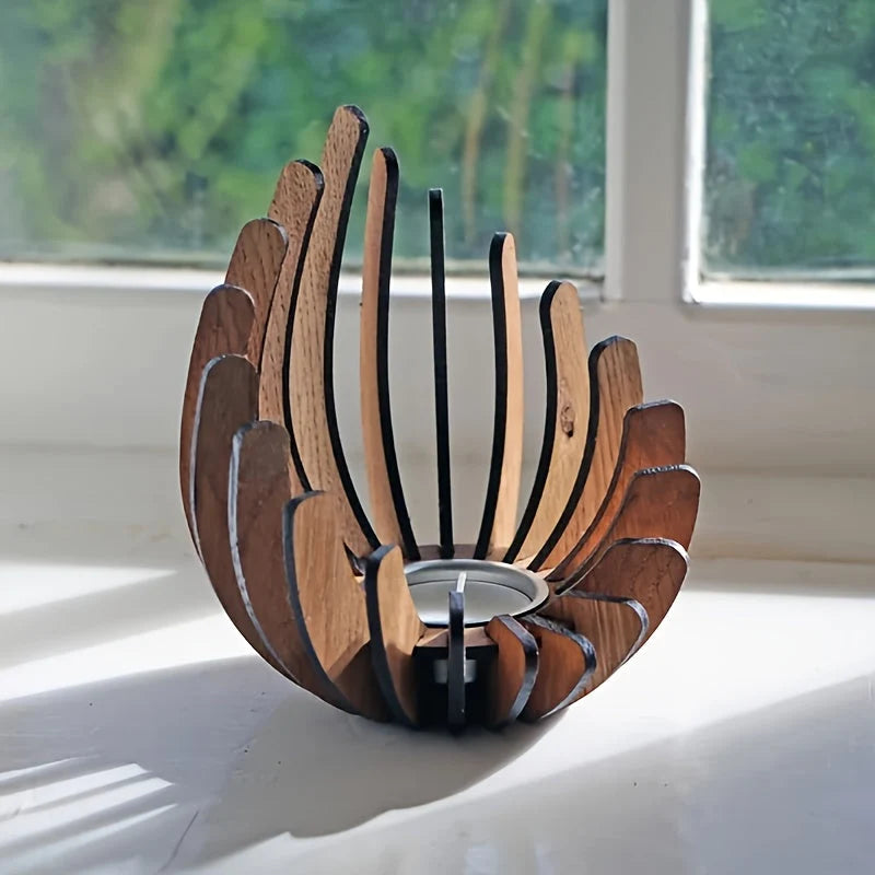 Lotus Candle Holder | Handcrafted Artificial Wood Petals | Tealight Compatible