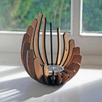 Lotus Candle Holder | Handcrafted Artificial Wood Petals | Tealight Compatible