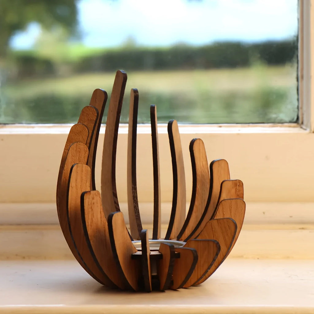 Lotus Candle Holder | Handcrafted Artificial Wood Petals | Tealight Compatible