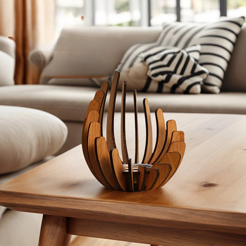 Lotus Candle Holder | Handcrafted Artificial Wood Petals | Tealight Compatible