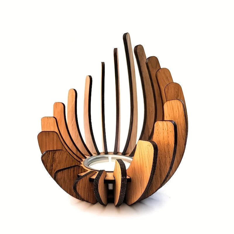 Lotus Candle Holder | Handcrafted Artificial Wood Petals | Tealight Compatible