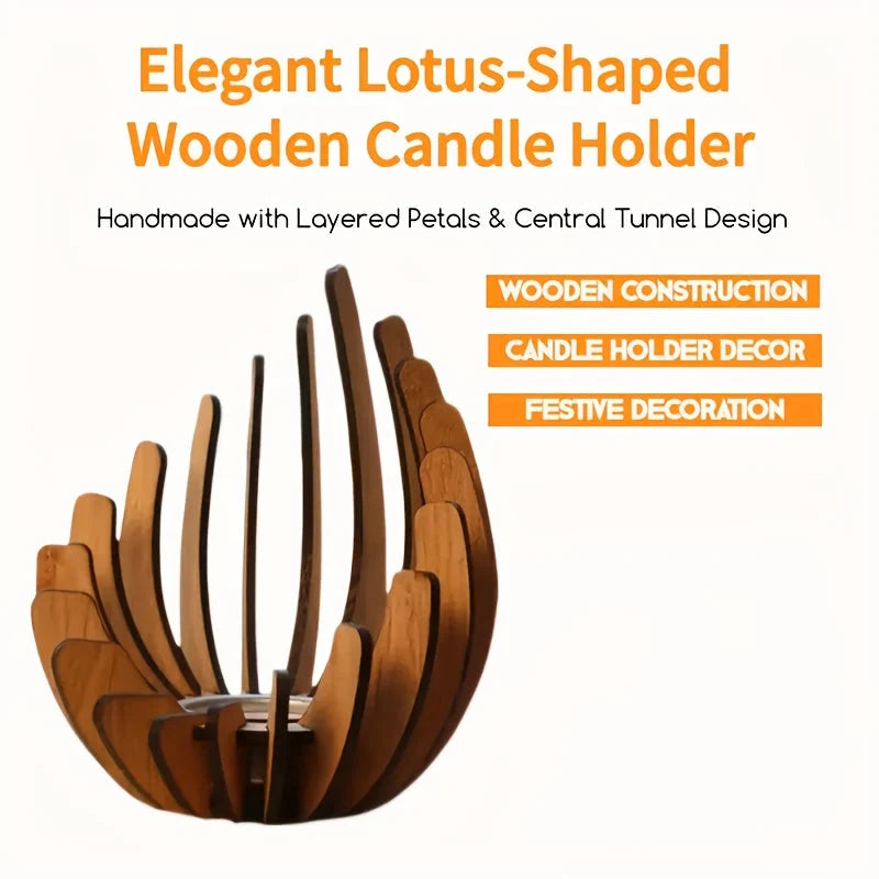 Lotus Candle Holder | Handcrafted Artificial Wood Petals | Tealight Compatible