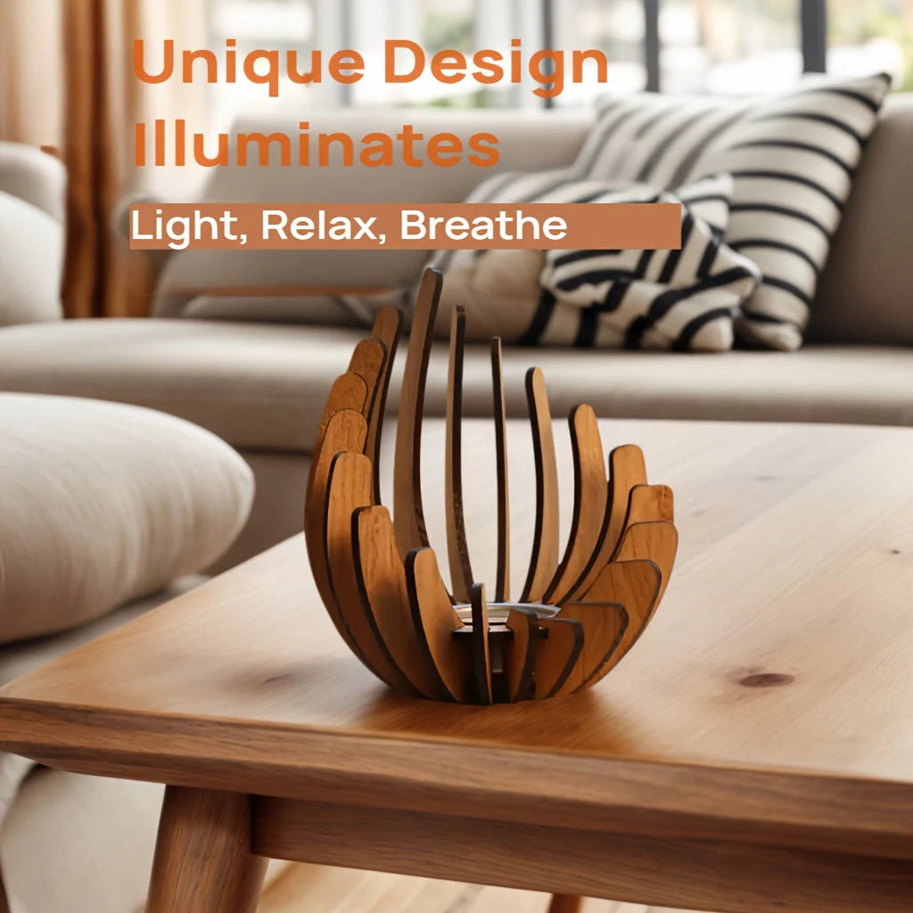 Lotus Candle Holder | Handcrafted Artificial Wood Petals | Tealight Compatible