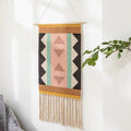 Macrame Wall Tapestry | Cotton & Linen Geometric Fringe | 50 x 70 cm