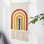 Macrame Wall Tapestry | Cotton & Linen Geometric Fringe | 50 x 70 cm