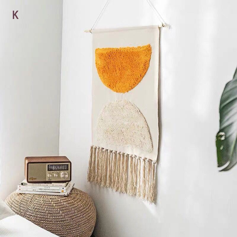 Macrame Wall Tapestry | Cotton & Linen Geometric Fringe | 50 x 70 cm