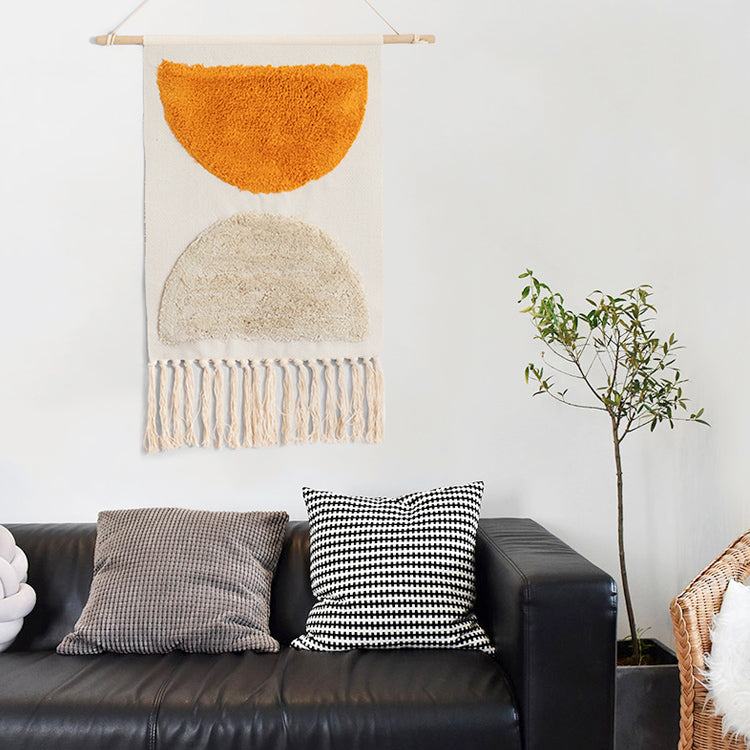Macrame Wall Tapestry | Cotton & Linen Geometric Fringe | 50 x 70 cm