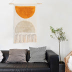 Macrame Wall Tapestry | Cotton & Linen Geometric Fringe | 50 x 70 cm