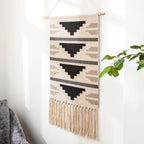 Macrame Wall Tapestry | Cotton & Linen Geometric Fringe | 50 x 70 cm