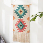 Macrame Wall Tapestry | Cotton & Linen Geometric Fringe | 50 x 70 cm