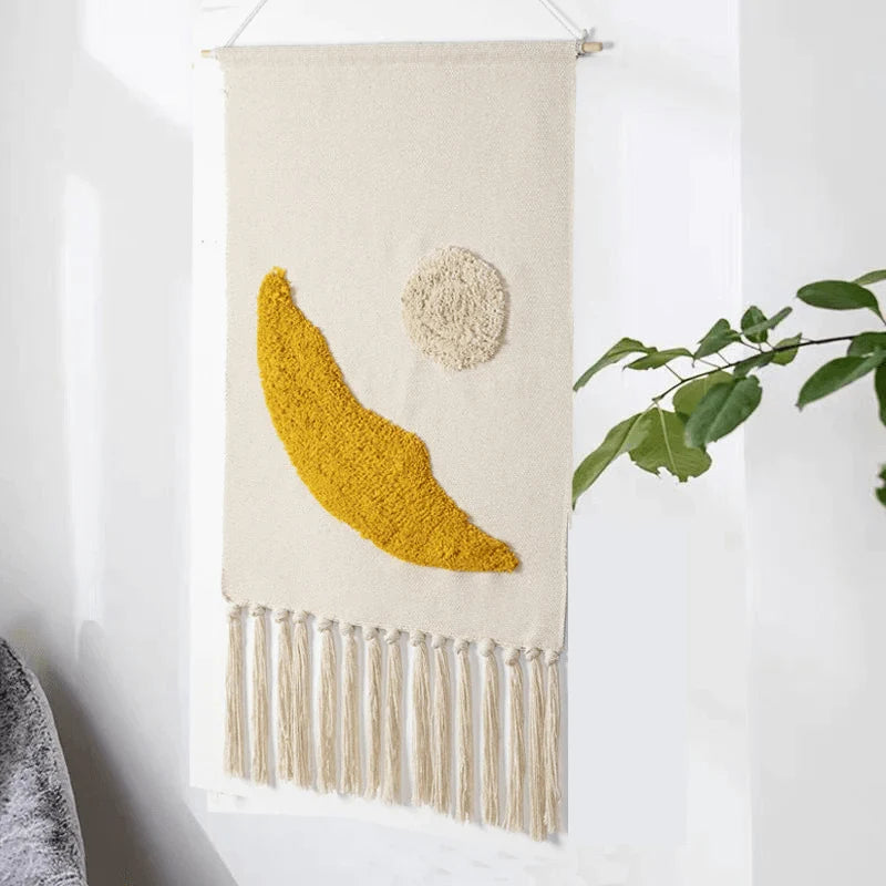 Macrame Wall Tapestry | Cotton & Linen Geometric Fringe | 50 x 70 cm