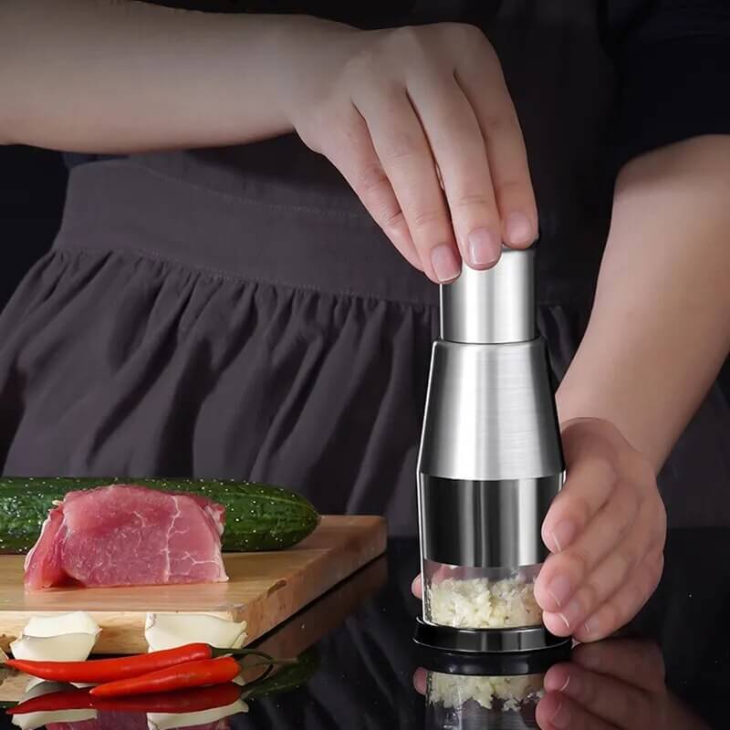 Manual Vegetable Chopper | Stainless Steel Zigzag Blade & Integrated Bowl