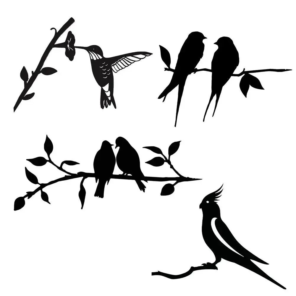 Metal Bird Silhouette | Powder-Coated Matte Black | Four Designs