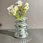 Mirror Tile Vase | Spiral Mirror Surface & Light-Scattering | 10 cm Ø × 13.5 cm H