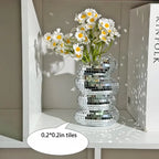 Mirror Tile Vase | Spiral Mirror Surface & Light-Scattering | 10 cm Ø × 13.5 cm H