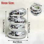 Mirror Tile Vase | Spiral Mirror Surface & Light-Scattering | 10 cm Ø × 13.5 cm H
