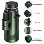 Monocular Telescope | Ultra-Zoom Multi-Coated HD Glass | Smartphone Mount