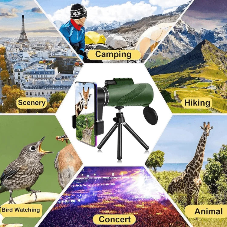 Monocular Telescope | Ultra-Zoom Multi-Coated HD Glass | Smartphone Mount