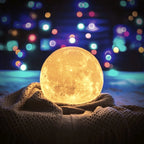 Moon Lamp | 3D-Printed Realistic Surface & Touch-Control | With Wooden Stand