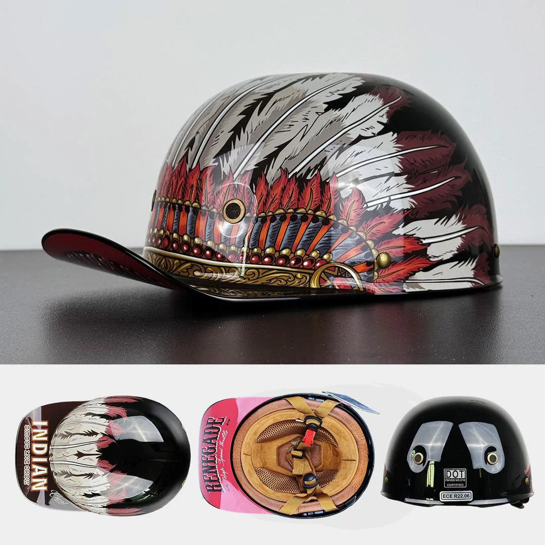 Motorcycle Baseball Helmet | DOT & ECE Certified | Half Shell
