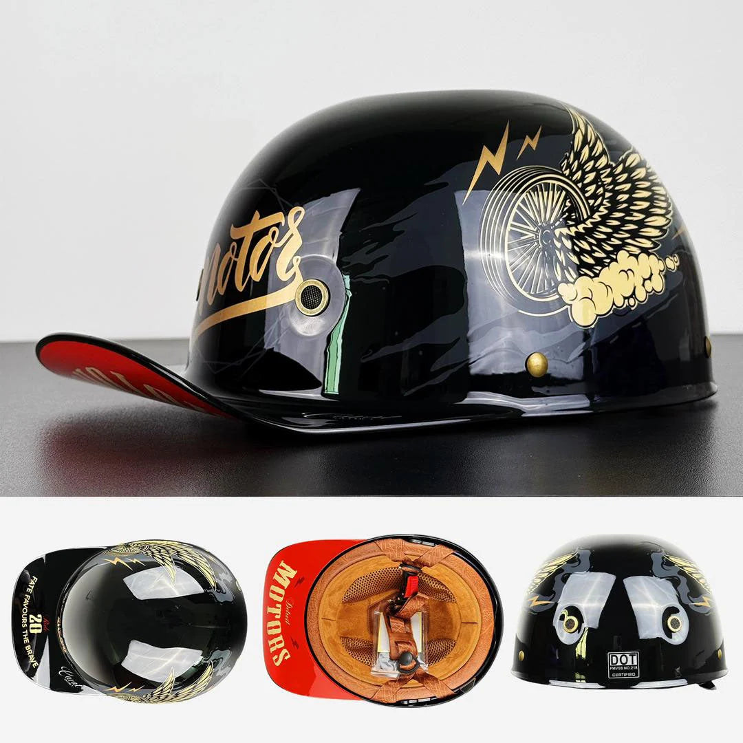 Motorcycle Baseball Helmet | DOT & ECE Certified | Half Shell