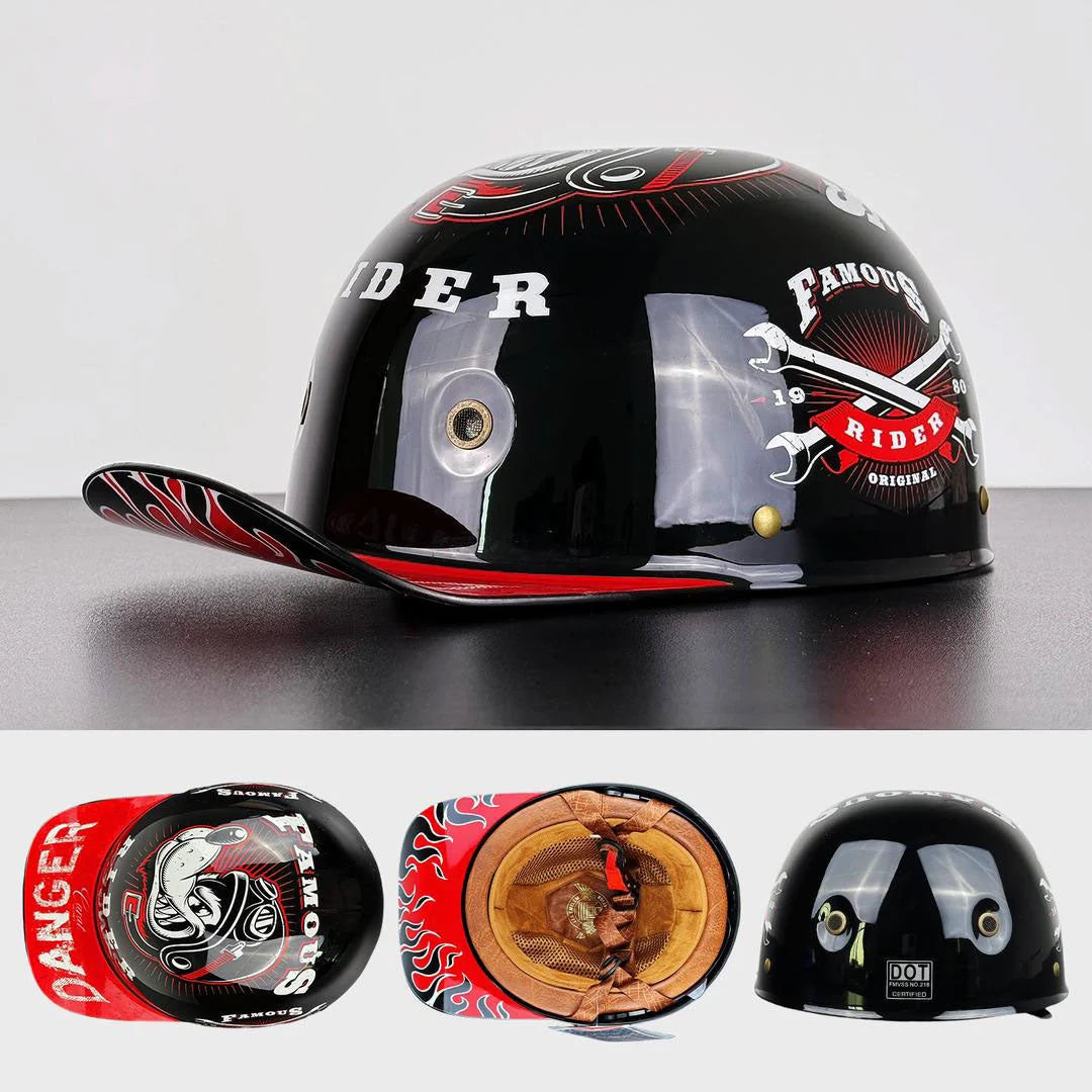 Motorcycle Baseball Helmet | DOT & ECE Certified | Half Shell