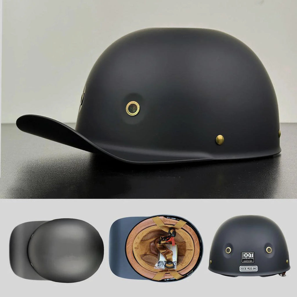 Motorcycle Baseball Helmet | DOT & ECE Certified | Half Shell