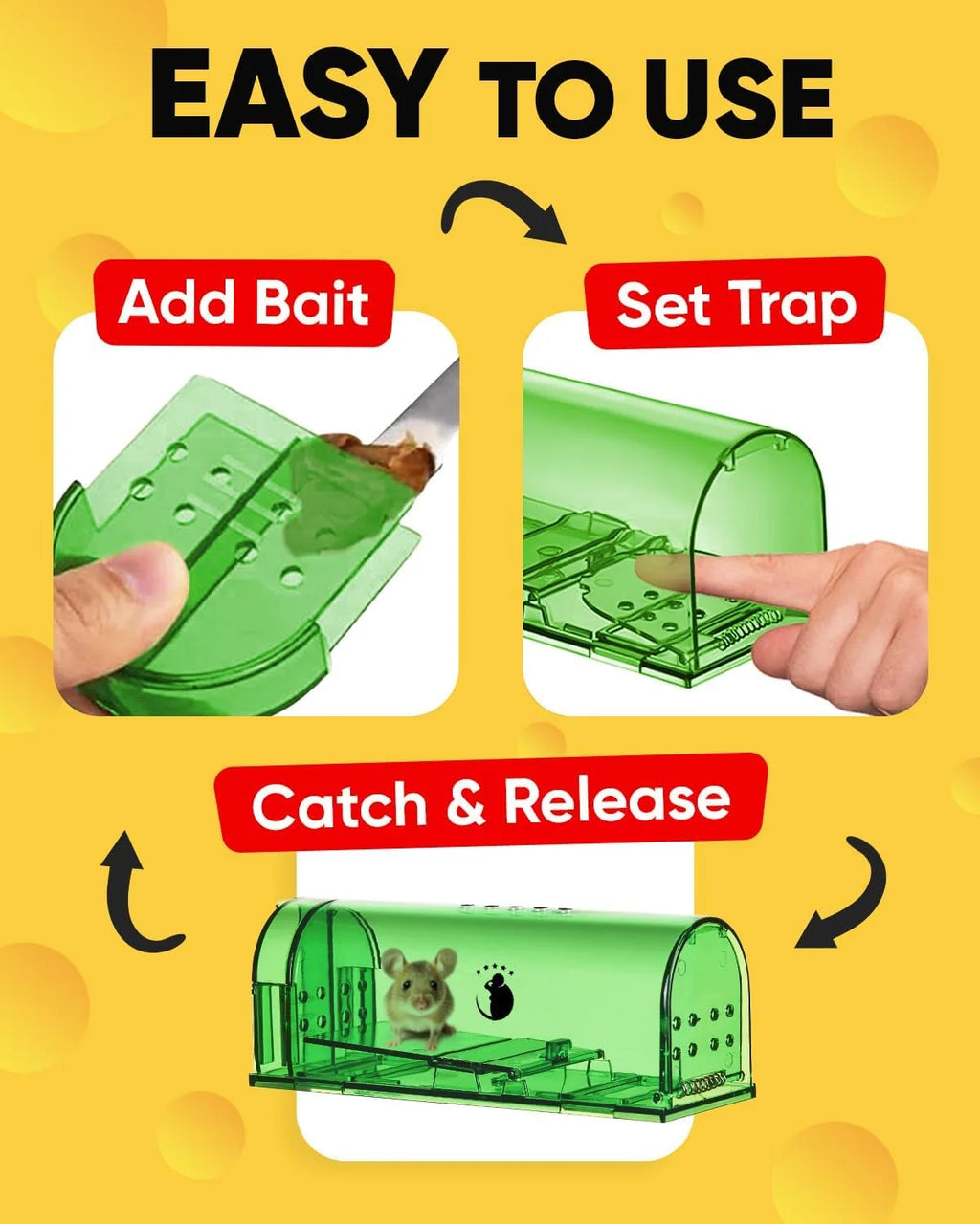 Mouse Trap | Humane Catch & Release | No-Touch Release | Set of 4